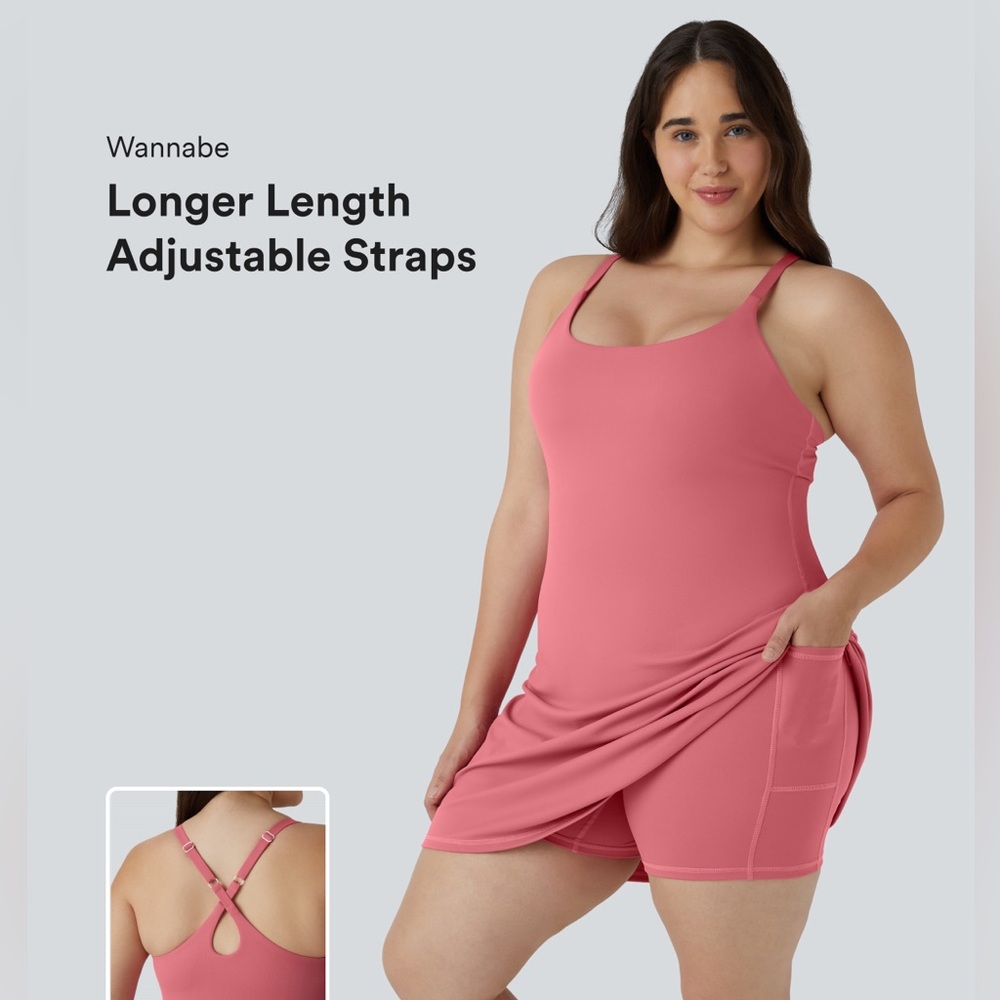 Pink Adjustable-Strap Tank Dress